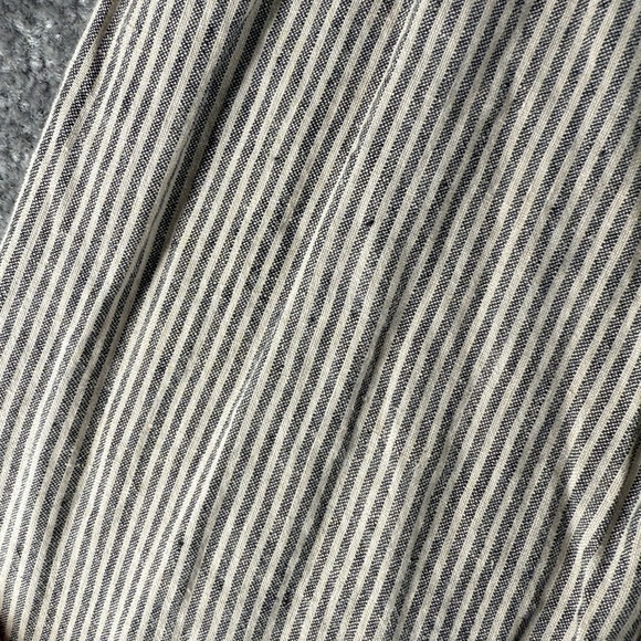 Lisa Bayne Pull On Striped Straight Leg Pants Womens S Gray Tan Mid Rise Linen - Picture 13 of 14